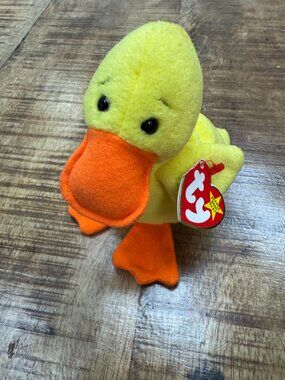 Original Collector PVC 1994 Hang / 1993 Tush Ty Beanie Baby Quackers The Duck